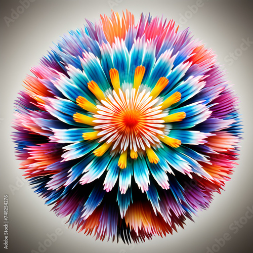 a colorful Feather Duster Worm. isolated on a white. mandala art photo