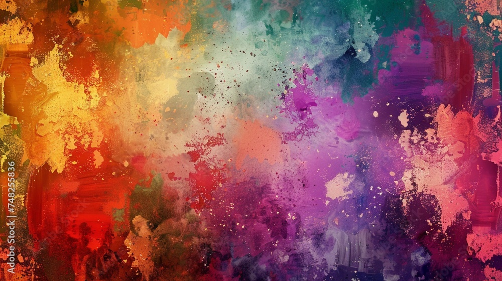Colorful painting with abstract stains - obrazy, fototapety, plakaty 