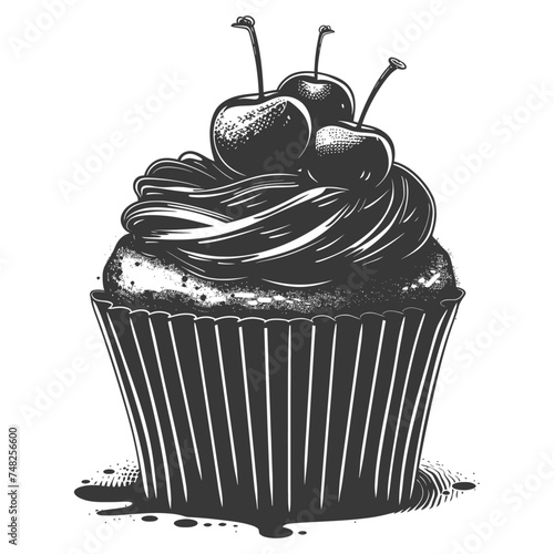 Silhouette muffin cake food black color only