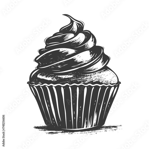 Silhouette muffin cake food black color only