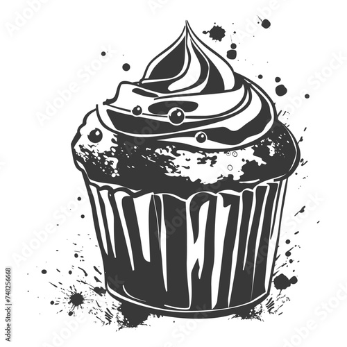 Silhouette muffin cake food black color only