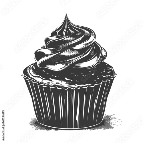 Silhouette muffin cake food black color only