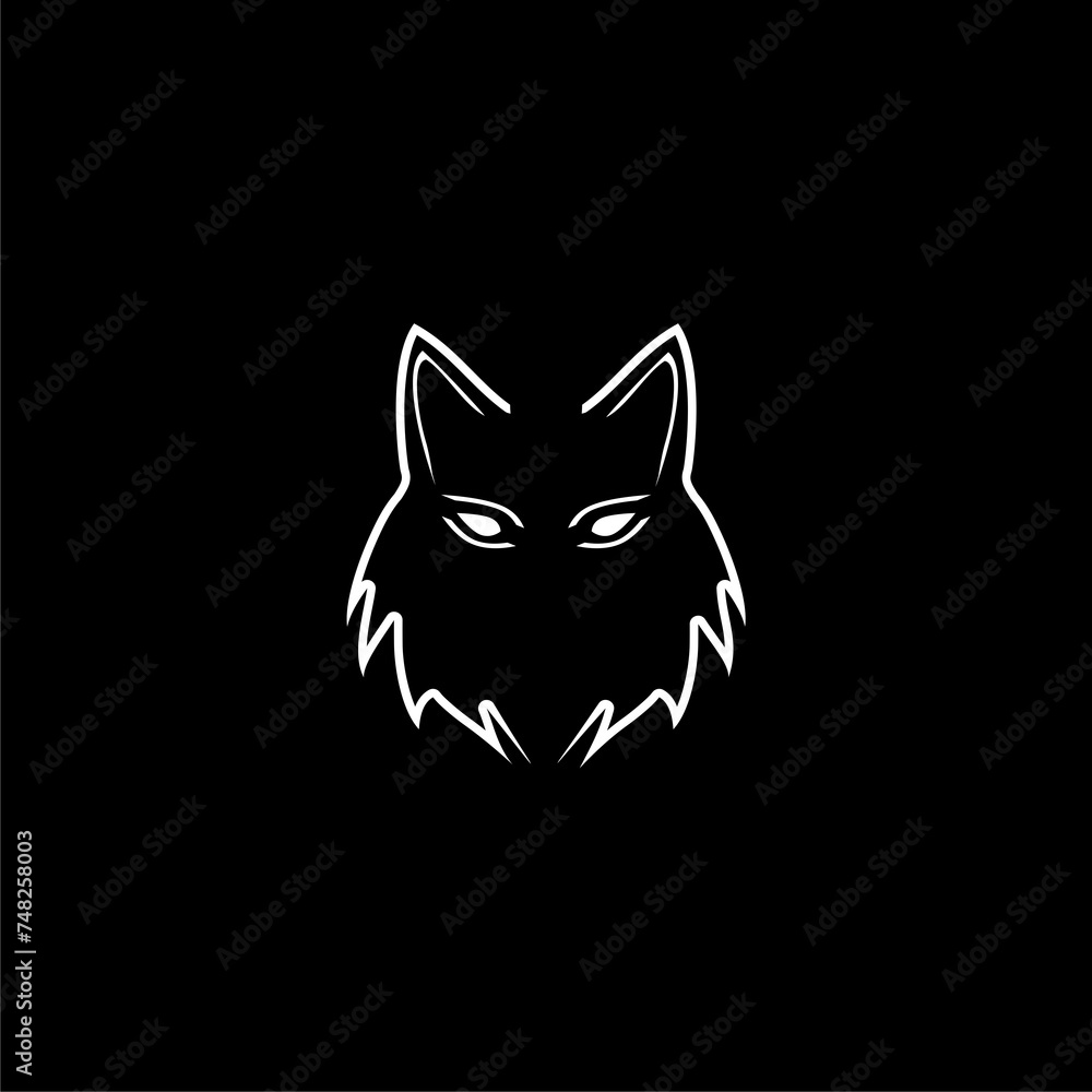 Wolf silhouette icon isolated on black background