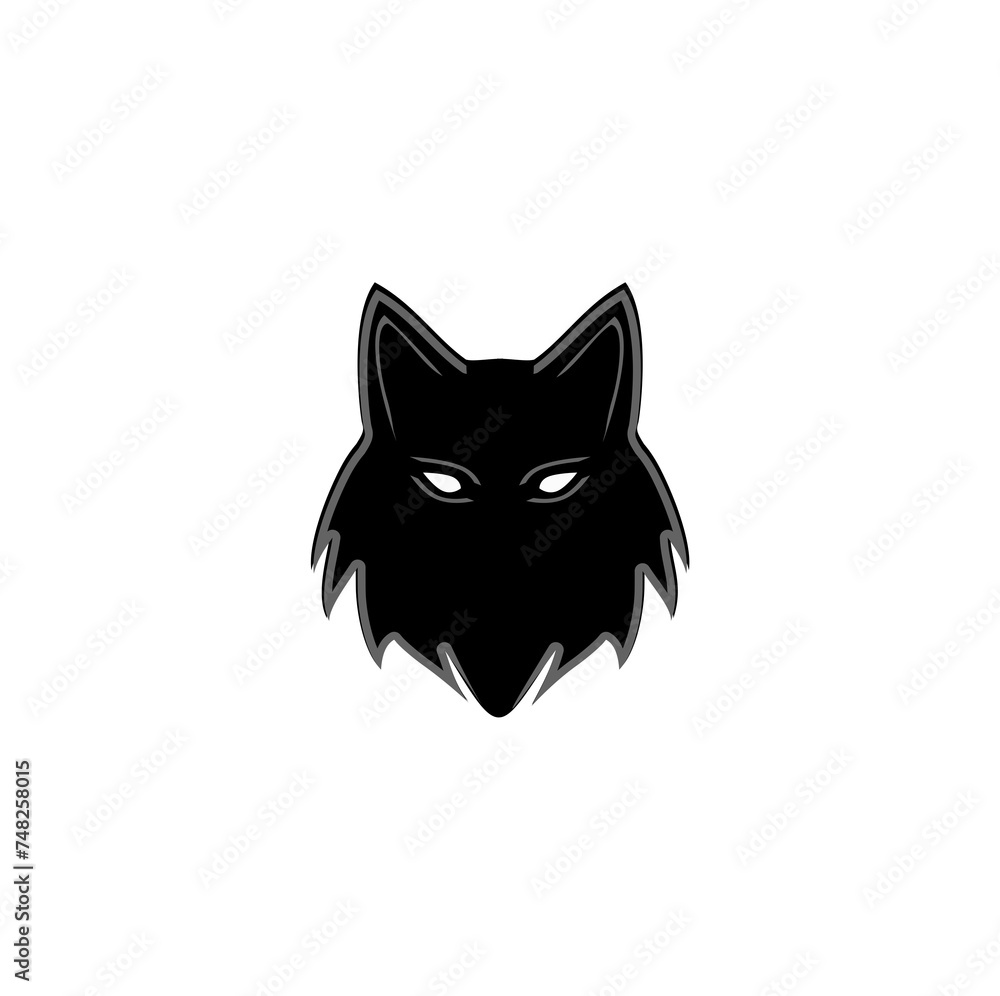 Wolf silhouette isolated on white background