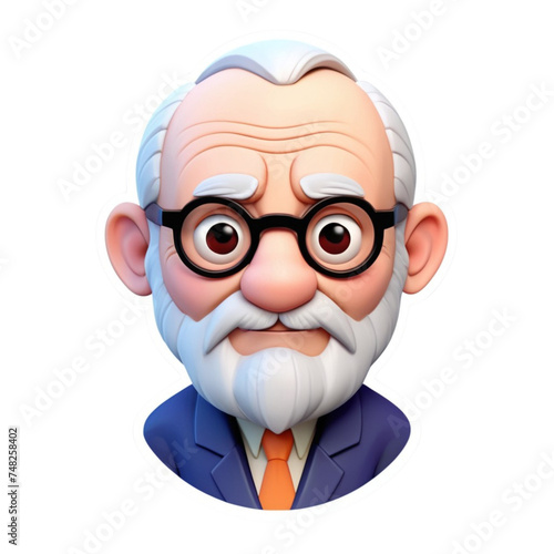 3d render old man avatar collection on isolated transparent background png  generated with AI