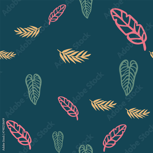 Animal Fabric Texture. Leaves Plants