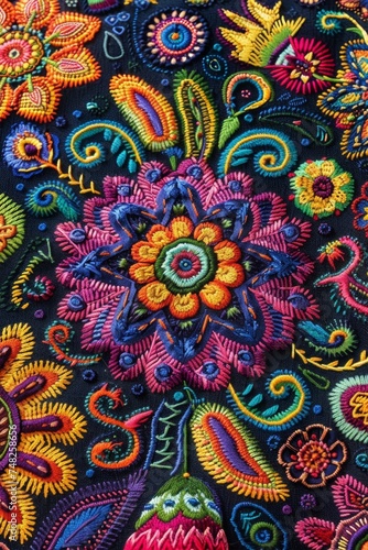 the world of Mexican Huichol patterns with this colorful design