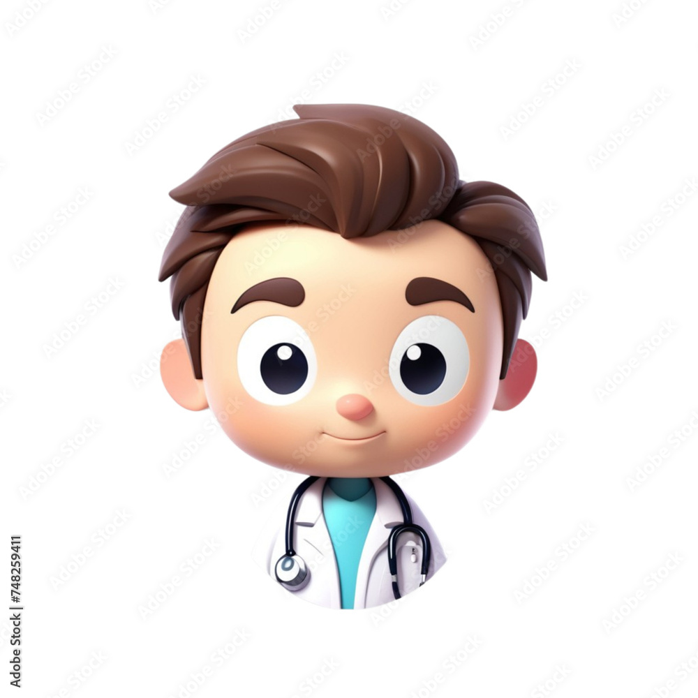 Fototapeta premium 3d render doctor avatar collection on isolated transparent background png, generated with AI