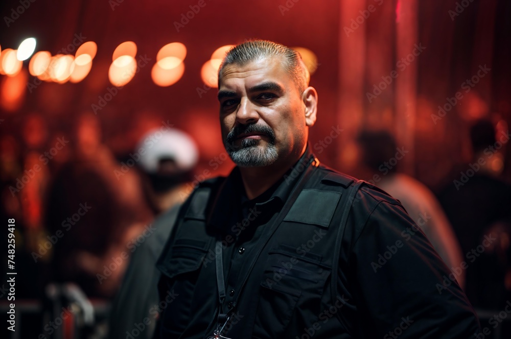 Security Guard At Club Event Or Concert Bouncer At Security Guard At Club Event Or Concert Bouncer At
