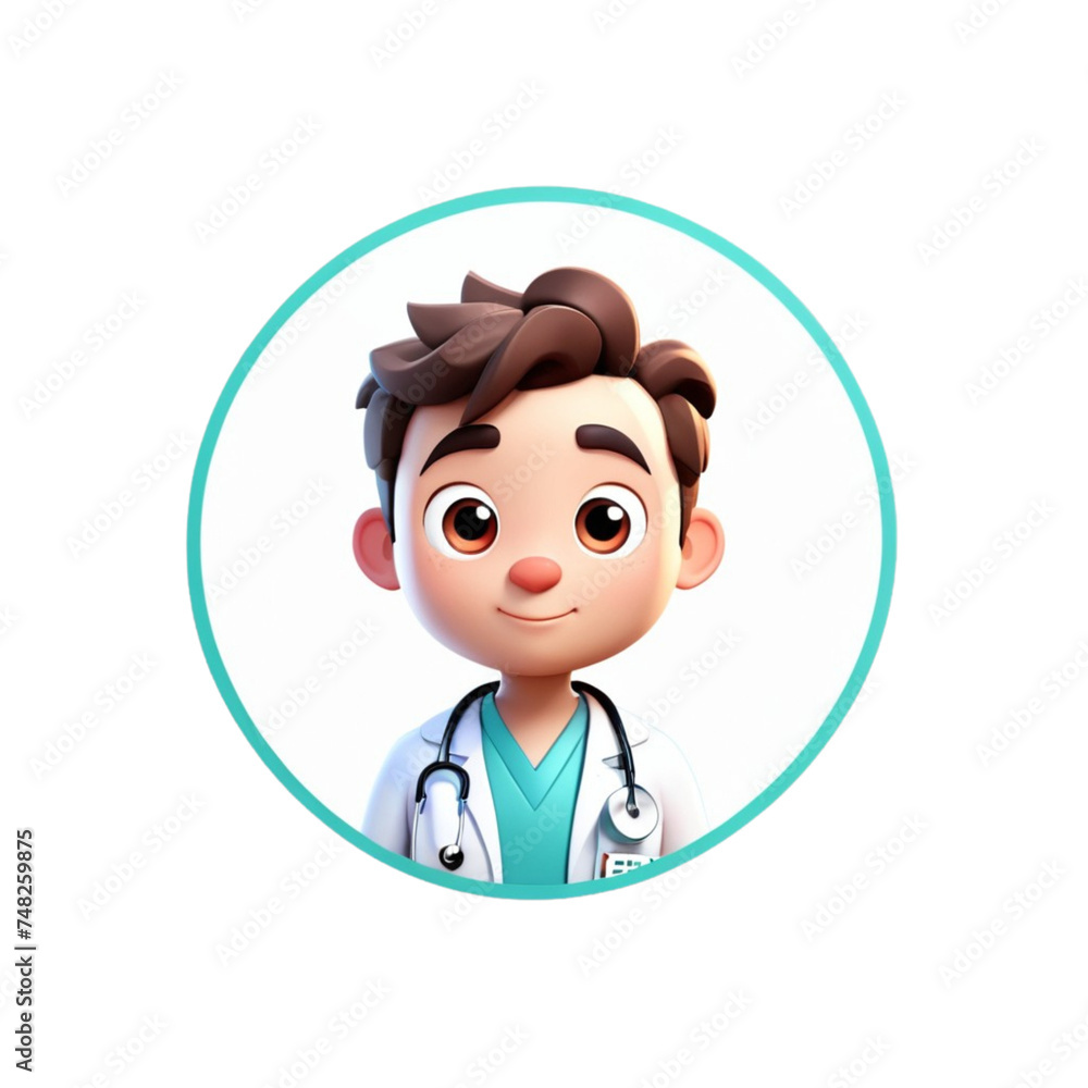 Fototapeta premium 3d render doctor avatar collection on isolated transparent background png, generated with AI