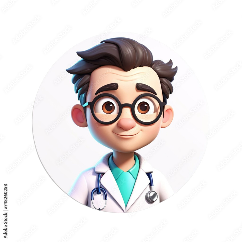 3d render doctor avatar collection on isolated transparent background png, generated with AI