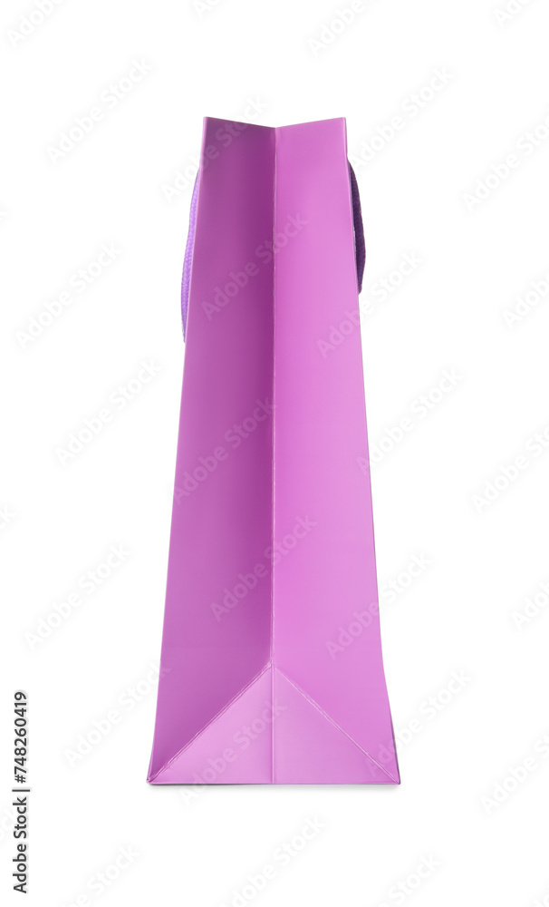 One violet shopping bag isolated on white One violet shopping bag isolated on white