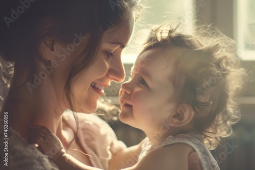 Mother and Child Sharing a Priceless Moment of Tender Affection