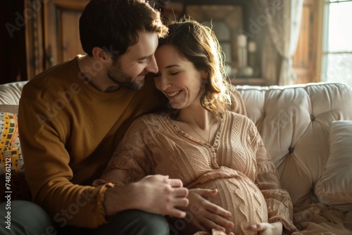 Expecting Parents Embracing Tender Moments with Baby Bump