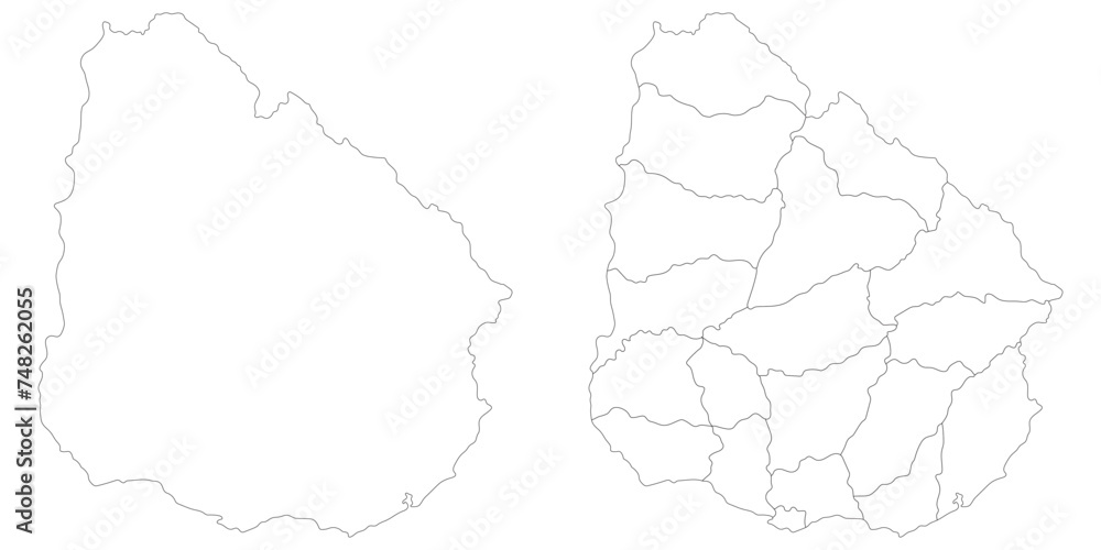 Uruguay map. Map of Uruguay in white set
