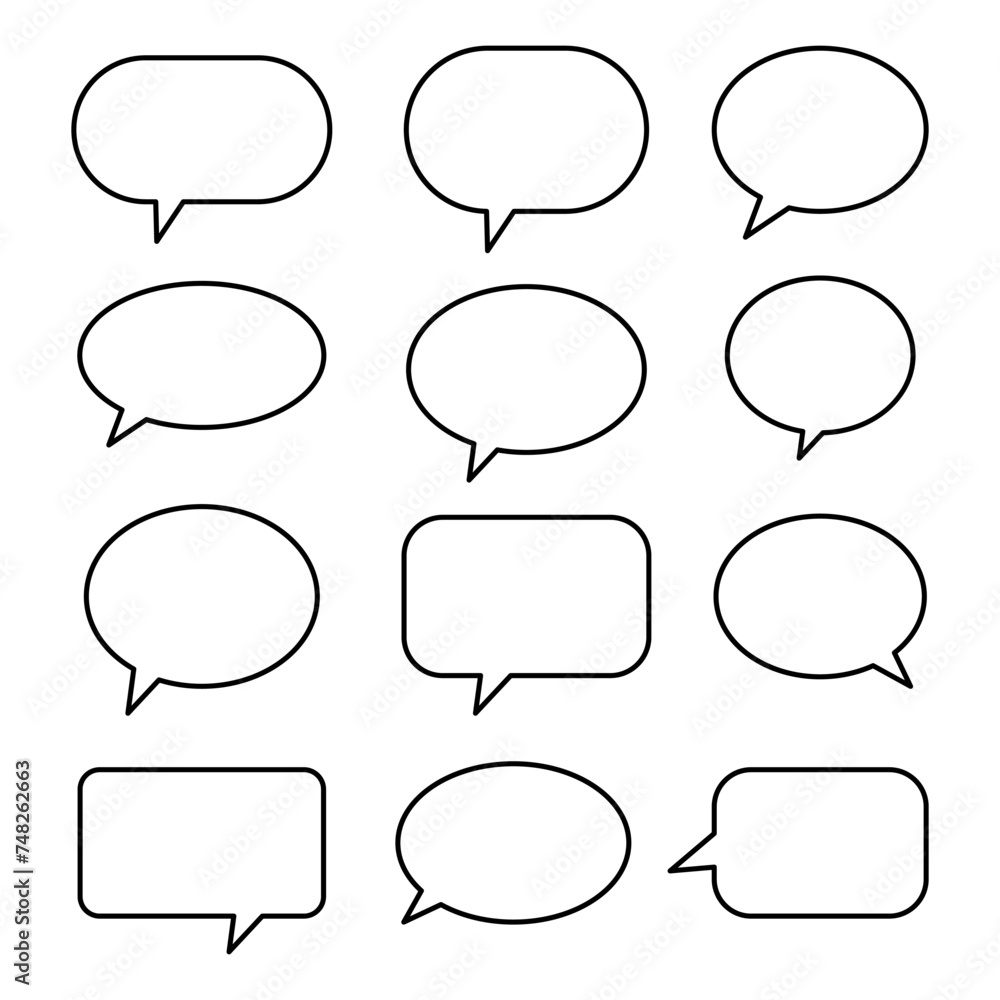 Speech bubble line icon, speech balloon, chat bubble art vector icon for apps and websites. Speech bubble line icon, speech balloon, chat bubble art vector icon for apps and websites.