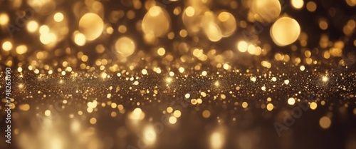 Abstract captivating scene of golden lights, creating a warm, enchanting bokeh effect.