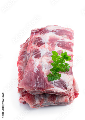 Fresh raw pork ribs isolated on white © lena_zajchikova