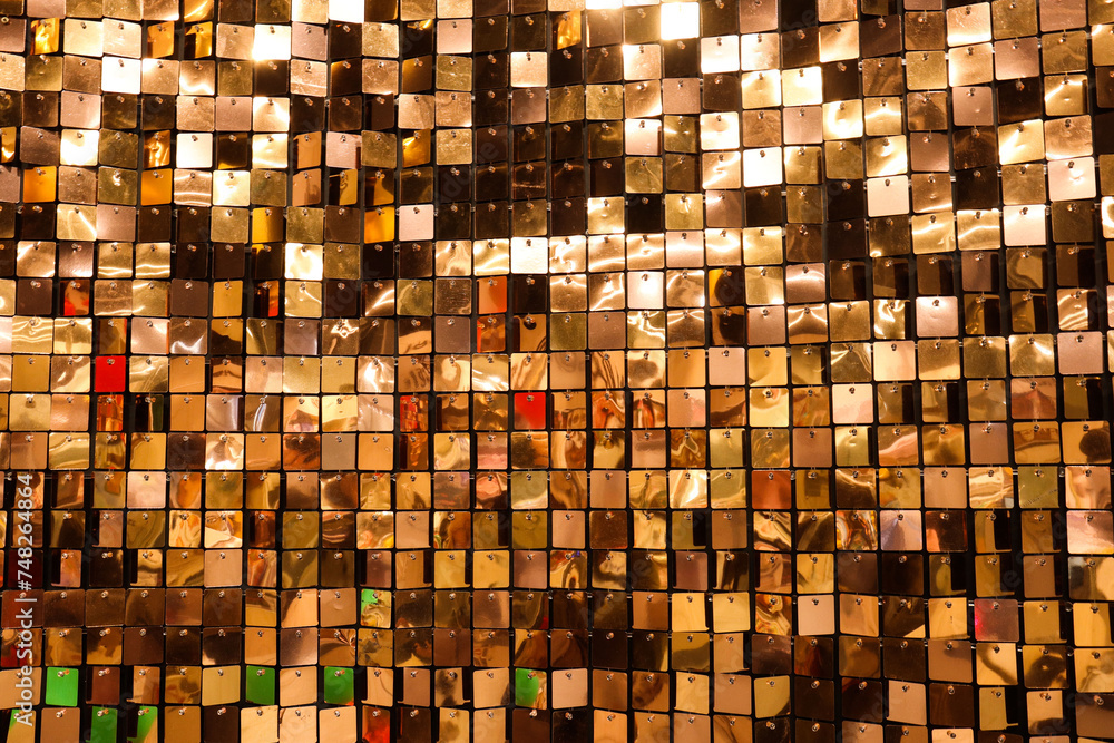 Background of multicolored golden squares with glitter effect Background of multicolored golden squares with glitter effect