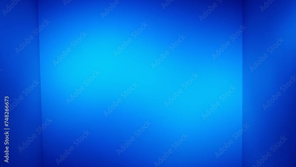 Empty Blue background design, Refraction of light and shadow in the backdrop of an open blue color inside the room, bright blue tone display blurred image to show cosmetic or technology products.