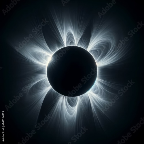 Solar Eclipse at Totality Showing Solar Flares, Mass Coronal Ejection Events photo