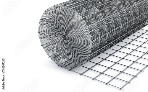 Metal wire roll isolated. 3d rendering