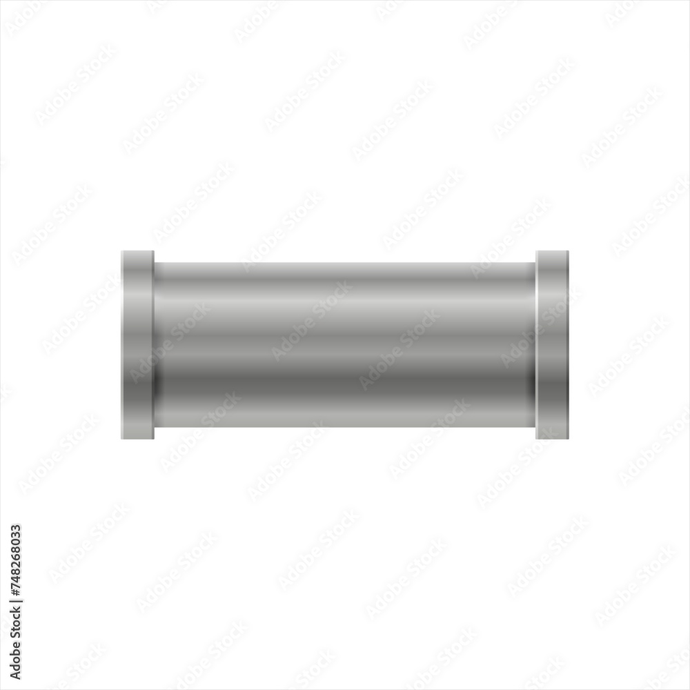 Cylinder metal pipe in realistic style. PVC pipe for sewerage, water supply systems, industrial and construction. Single straight part of plumbing pipe, plastic pipe fitting. Vector illustration Cylinder metal pipe in realistic style. PVC pipe for sewerage, water supply systems, industrial and construction. Single straight part of plumbing pipe, plastic pipe fitting. Vector illustration