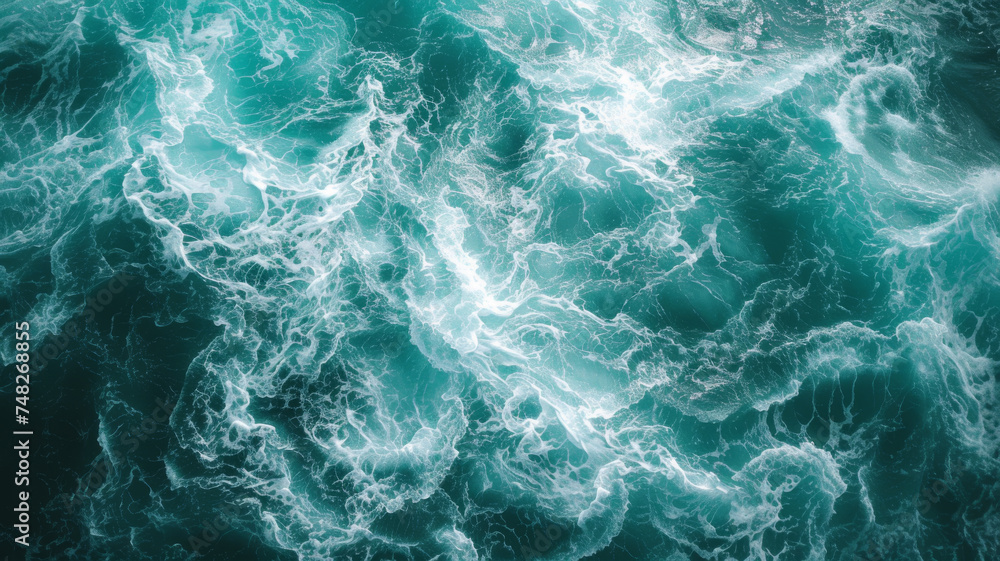 Evening Serenity, Aerial View of Blue Ocean Waves Evening Serenity, Aerial View of Blue Ocean Waves