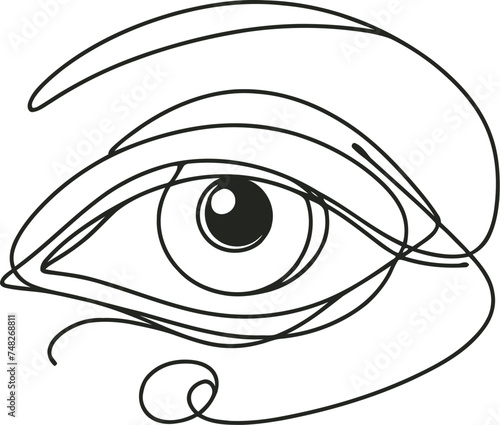 eye in continuous line drawing, minimalist, simplicity contour, pray, 