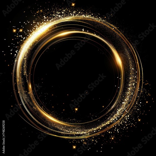 a gold circle with sparkles