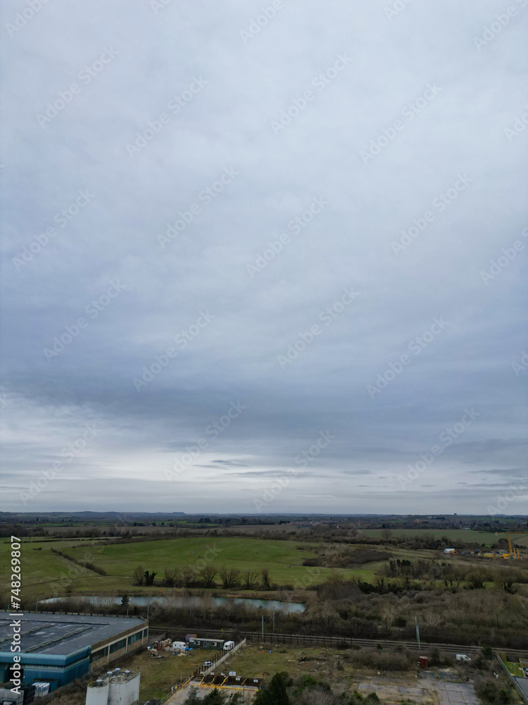 Obraz premium High Angle View of Arlesey Town of England UK