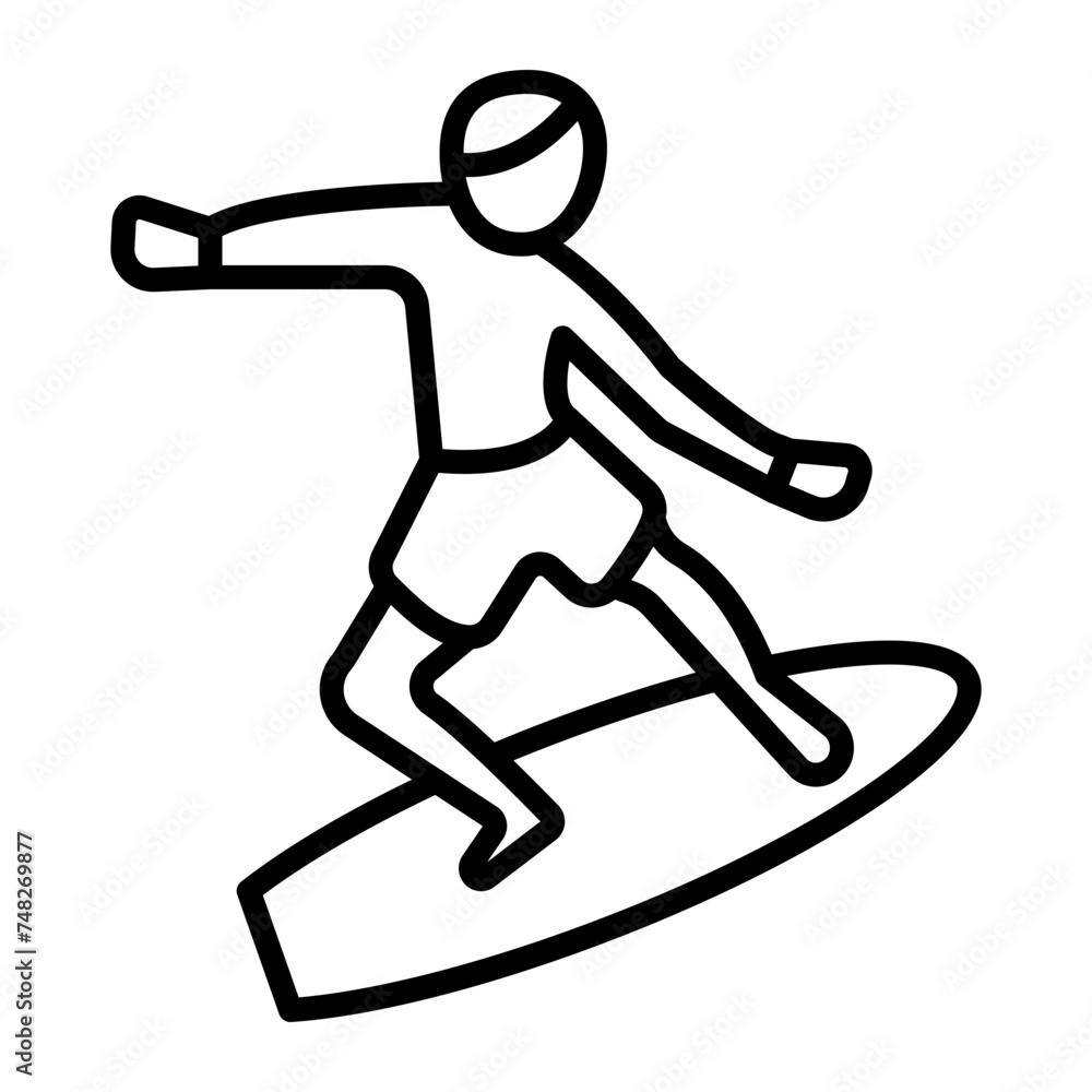 Surfing Line Icon
