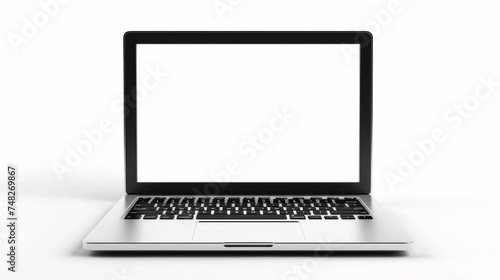 A blank laptop screen on a white isolated background.