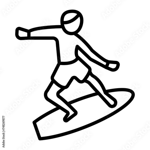 Surfing Line Icon