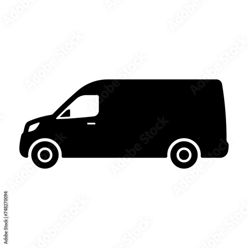 Van icon. Black silhouette. Side view. Vector simple flat graphic illustration. Isolated object on a white background. Isolate.