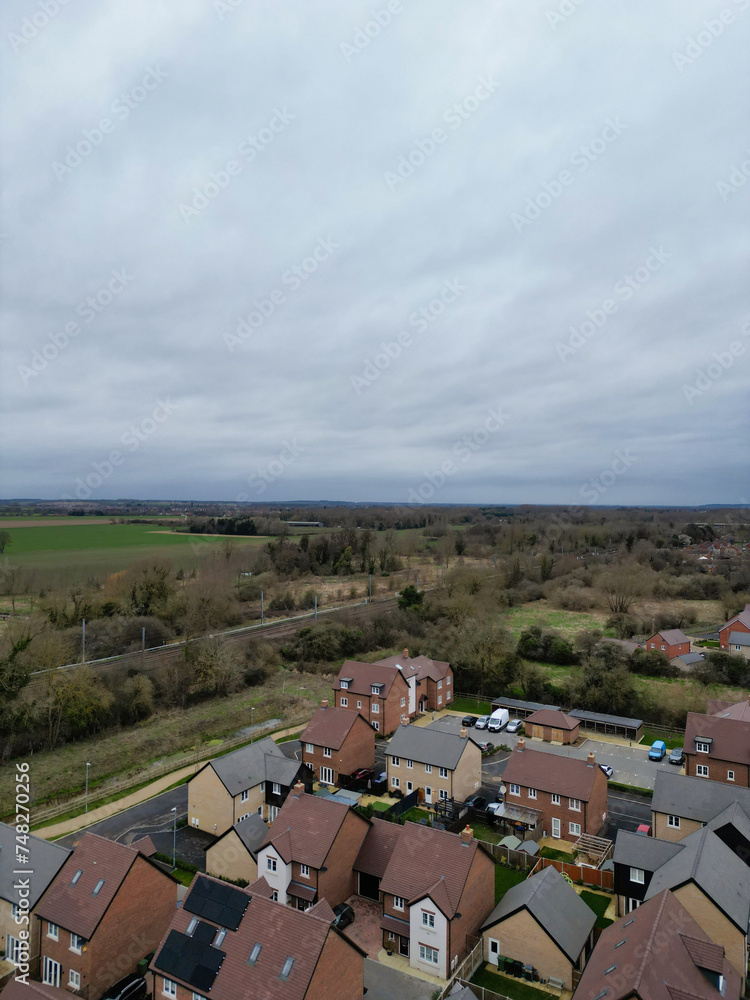 Fototapeta premium High Angle View of Arlesey Town of England UK
