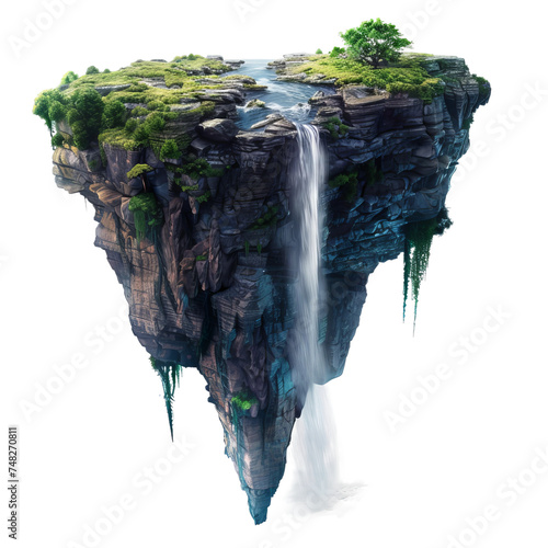 piece of land and waterfall isolated
