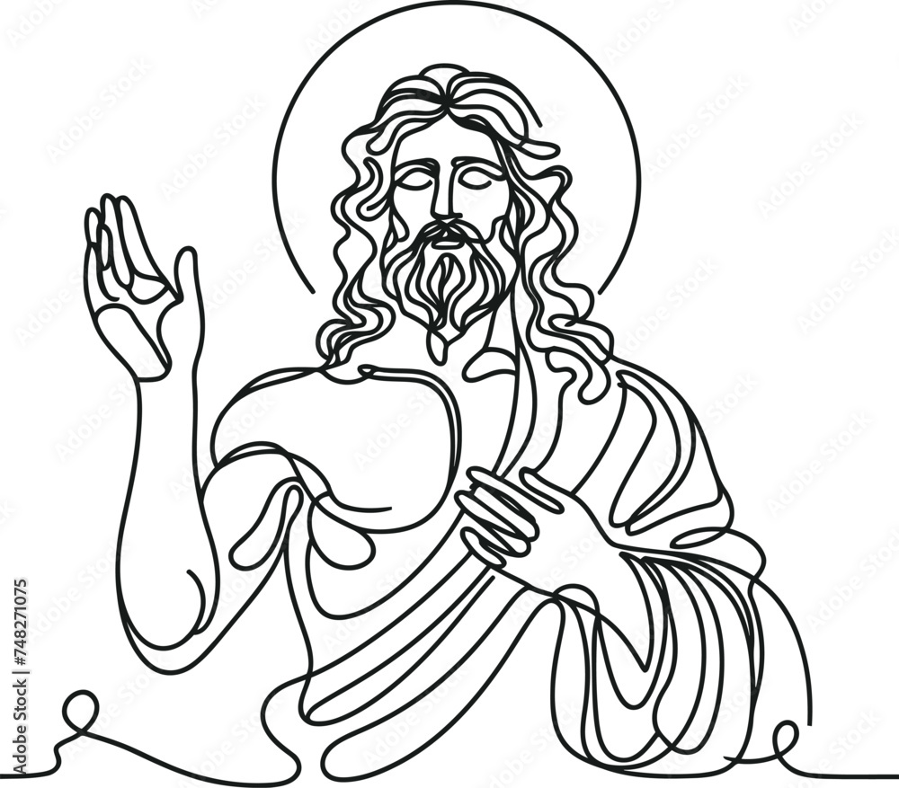 god in continuous line drawing minimalist, simplicity contour, 