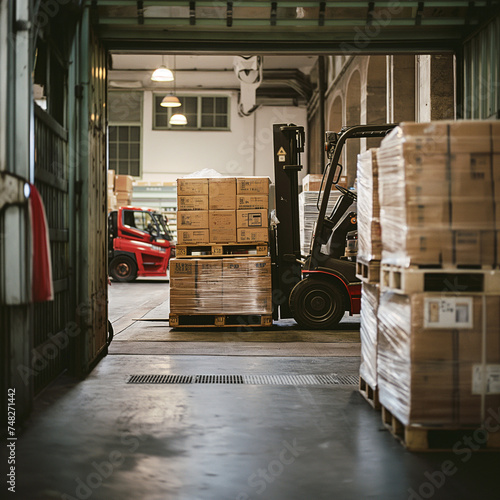 forklift truck in warehouse