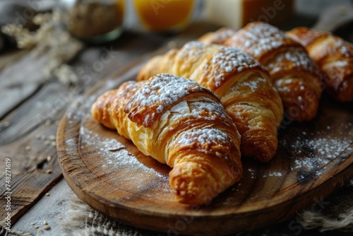 a plate of croissants with powdered sugar © sam