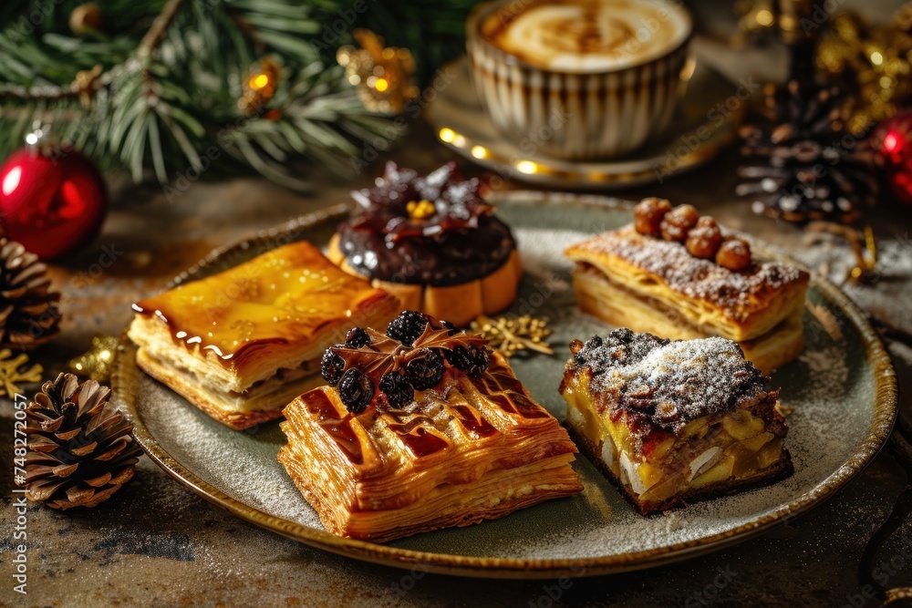 a plate of pastries and a cup of coffee a plate of pastries and a cup of coffee