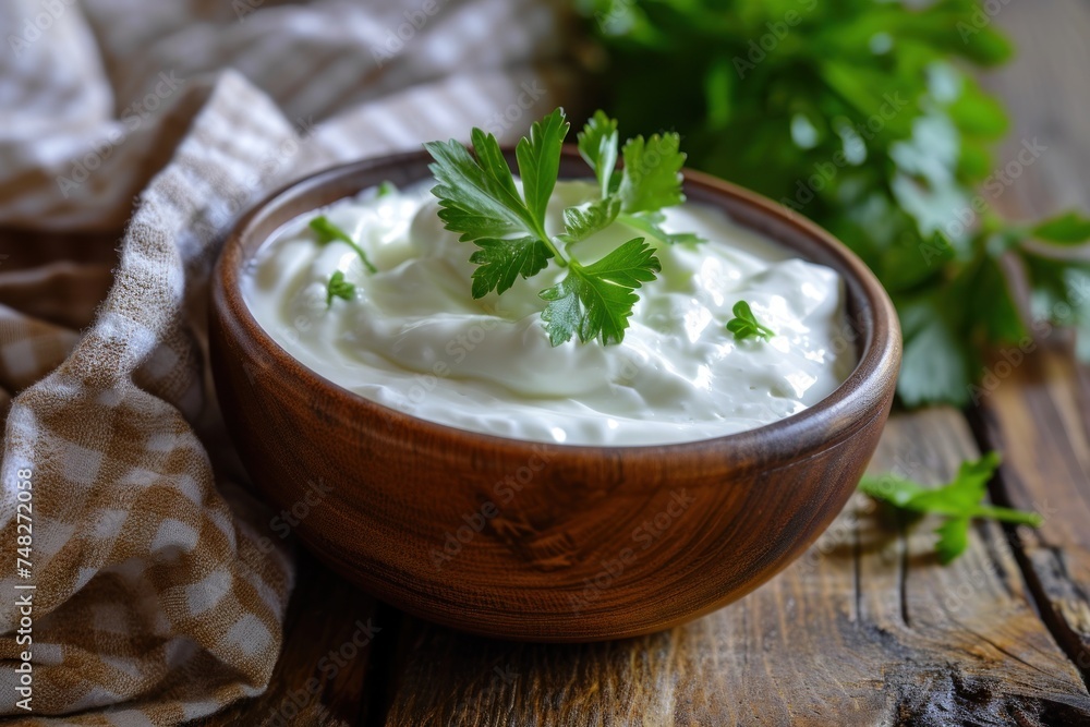 a bowl of white sauce with parsley a bowl of white sauce with parsley