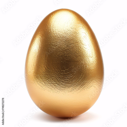 Golden easter egg isolated on white background.
