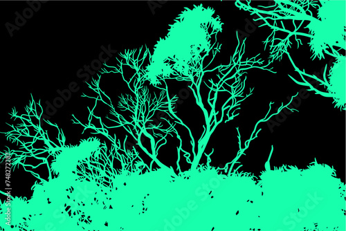 ramas, arboles, siluetas, vegetacion, roble, bosque, paisaje, vector, hojas, abstracto, sauce, tronco, malesa, pegatina