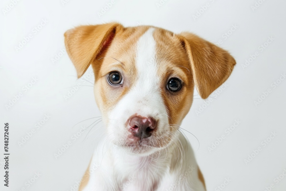 Portrait of an adorable mixed breed puppy, white background Portrait of an adorable mixed breed puppy, white background