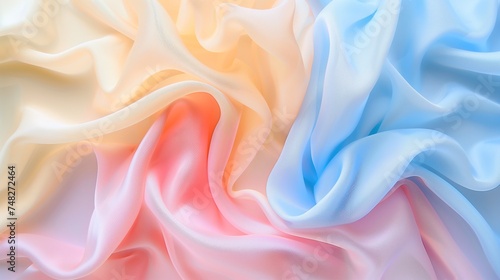 Folded Blue, Pink, White, and Pastel Blue Silk Background Texture Wallpaper