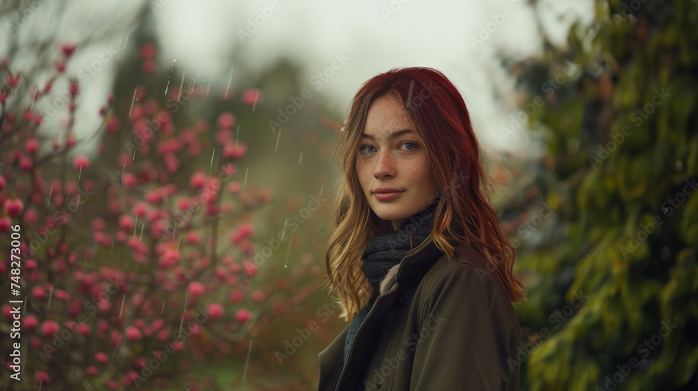 Portrait of a young beautiful woman in the garden Portrait of a young beautiful woman in the garden