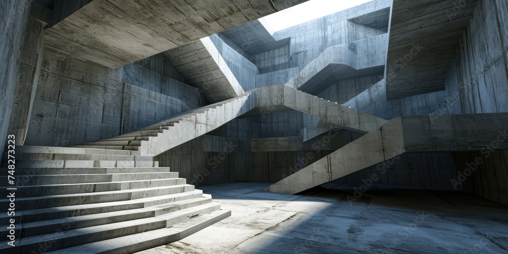 a concrete building with stairs