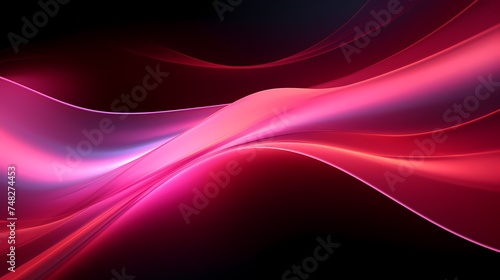 Abstract pink wave texture with glowing defocused particles. Cyber or technology digital landscape background