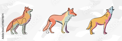 Wilde Wolf Lineart Illustrationen: Vektorgrafik-Bündel"